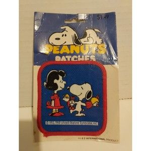 Vintage Peanuts Snoopy & Lucy Patch Sew On Fabric, Still in Original Package